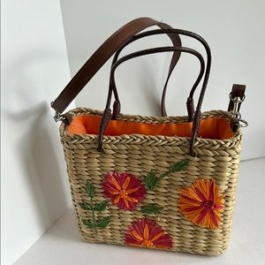 Sonoma Brown and Orange Shoulder Bag with Floral Design